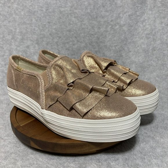 Keds Women's Triple Band Ruffle Sneaker – Slip On Platform, Ortholite Footbed, Narrow Fit